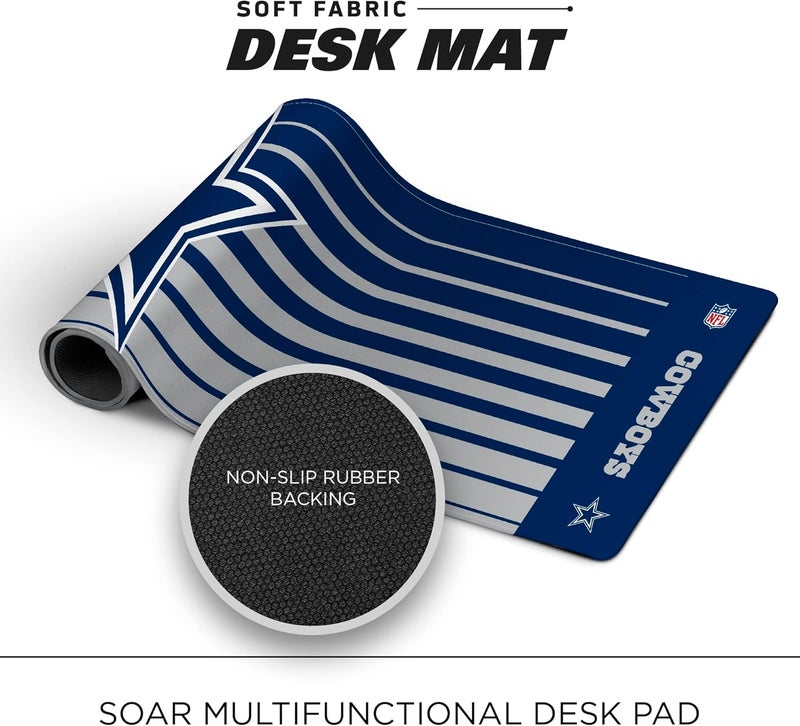 SOAR NFL Unisex Multifunctional Desk Mat for Desktop, (31.5"x12") - Ultra Soft Fabric with Non-Slip Rubber Backer - Water Resistant & Durable Nylon Stitching - Officially Licensed NFL, Desk Pad - Image 4